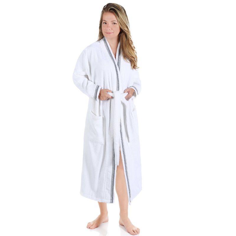 All-Season Unisex Cotton Terry Lounge Bathrobe with Embroidery by Blue Nile Mills