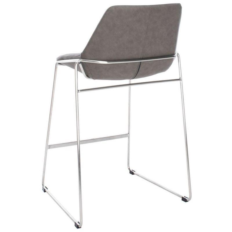 Ash Grey Leather and Silver Metal Hairpin 25" Counter Stool