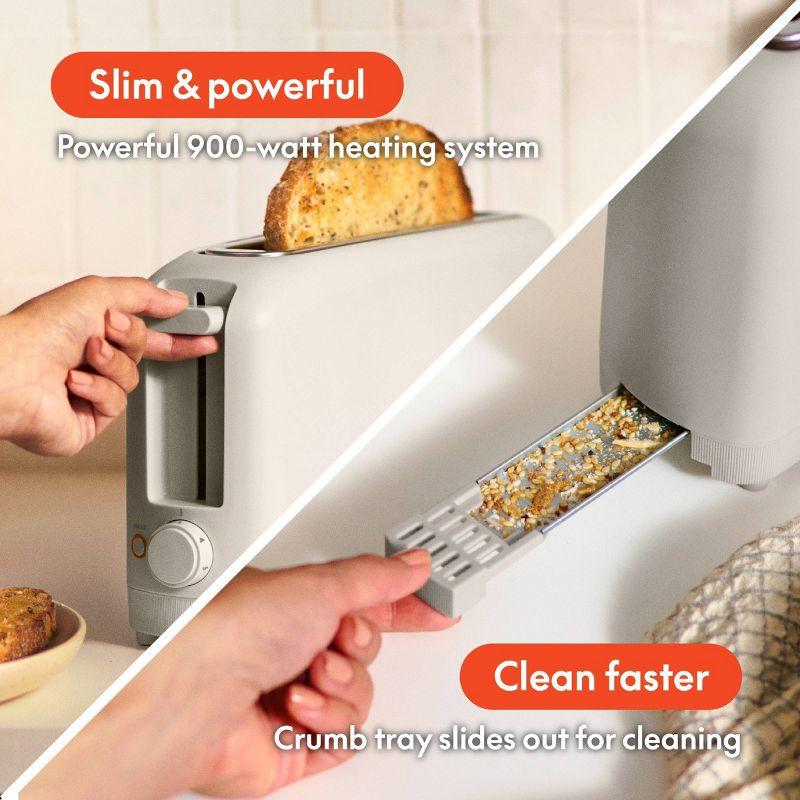 bella 2-Slice Slim Toaster Oatmilk: Metal, 900W, Compact Beige Design, 2-Year Warranty, Spot Clean, 14.88" Width