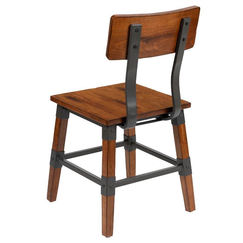 Flash Furniture 4 Pack Rustic Antique Walnut Industrial Wood Dining Chair