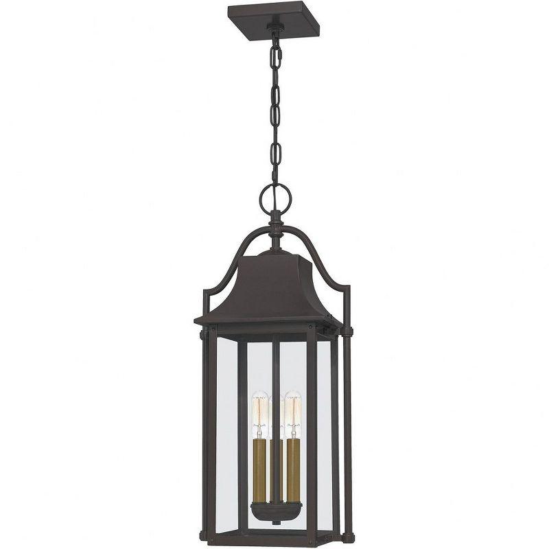 Western Bronze Glass 3-Light Outdoor Hanging Lantern