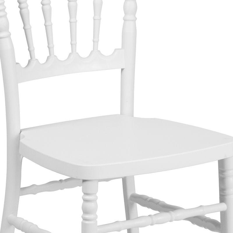 Elegant White Resin Spindle Napoleon Stacking Chair