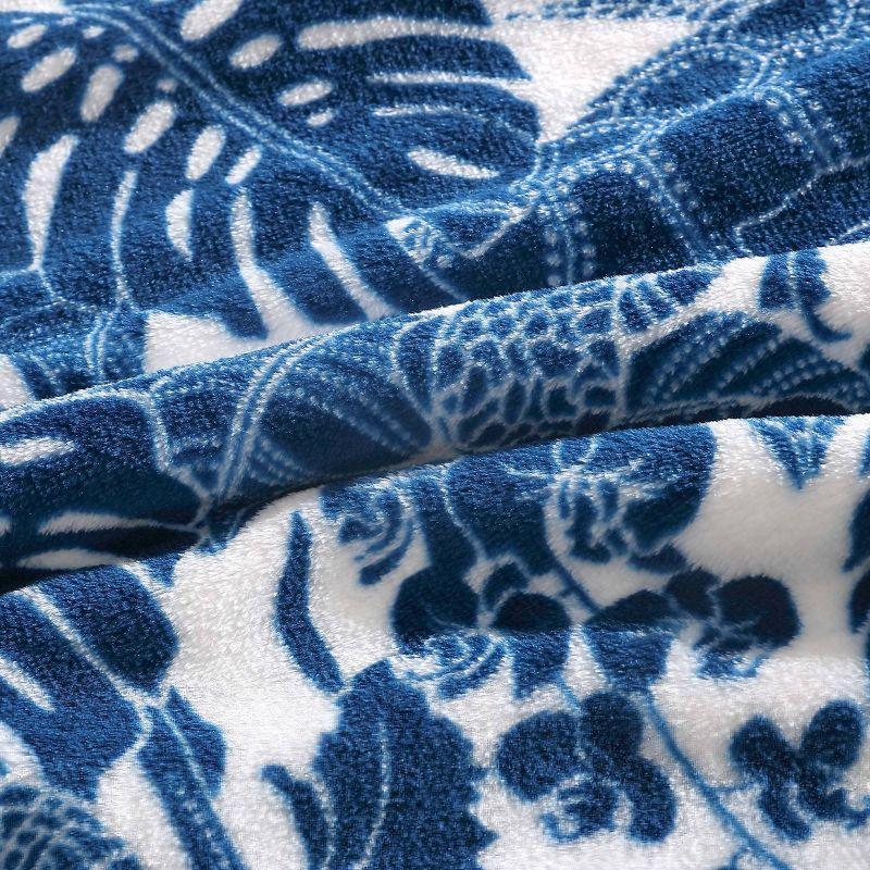 50"x70" Oversized Turtle Bay Throw Blanket Blue - Tommy Bahama: Plush, Reversible, Leaf Pattern,  Kids' & Adults