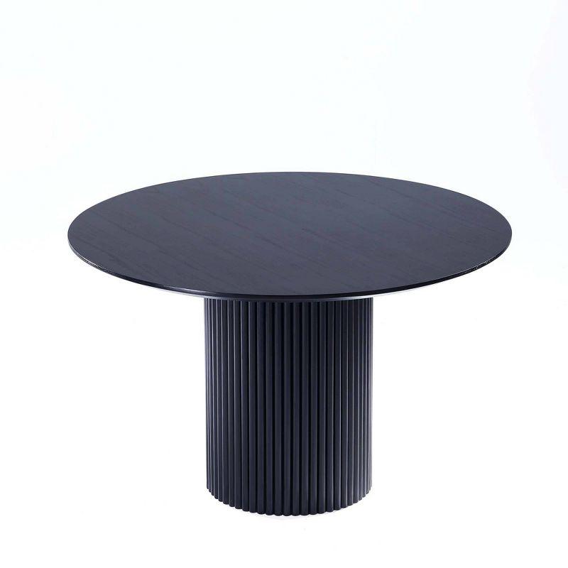 Manhattan Comfort 7pc 59.05" Hathaway and Flor Round Dining Set Black/Gray: Upholstered Chairs, Ash Wood Frame