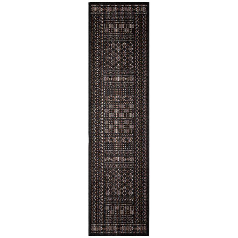 Liora Manne Avena Mosaic Stripe Indoor/Outdoor Rug Midnight 1'11" x 7'6"