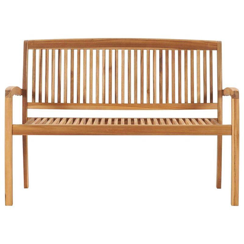 vidaXL Stacking Patio Bench with Cushion, 50.6" Solid Teak Wood