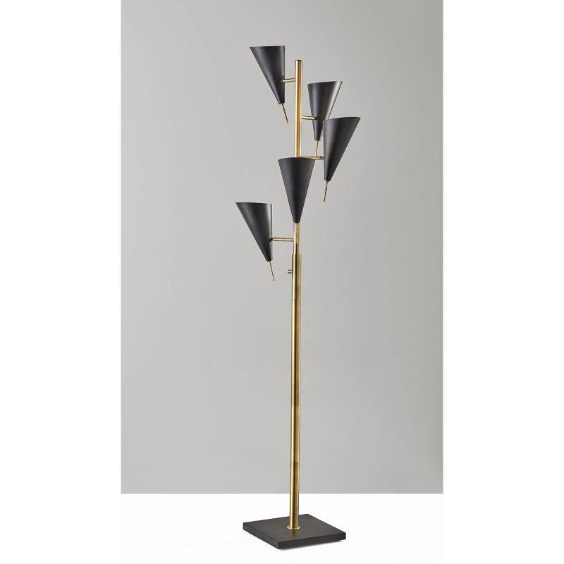 71.5" Owen Tree Lamp Black - Adesso: Adjustable Mid-Century, ETL Listed, Metal Cone Shades