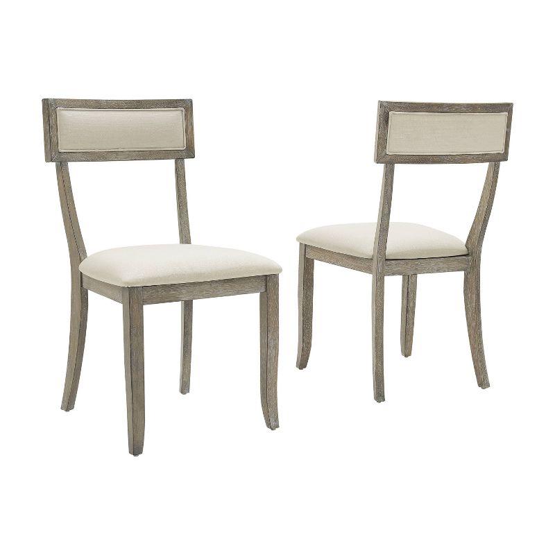 Crosley Set of 2 Alessia Dining Chairs Rustic Gray Wash: Upholstered, Rubberwood Legs, Foam Padded