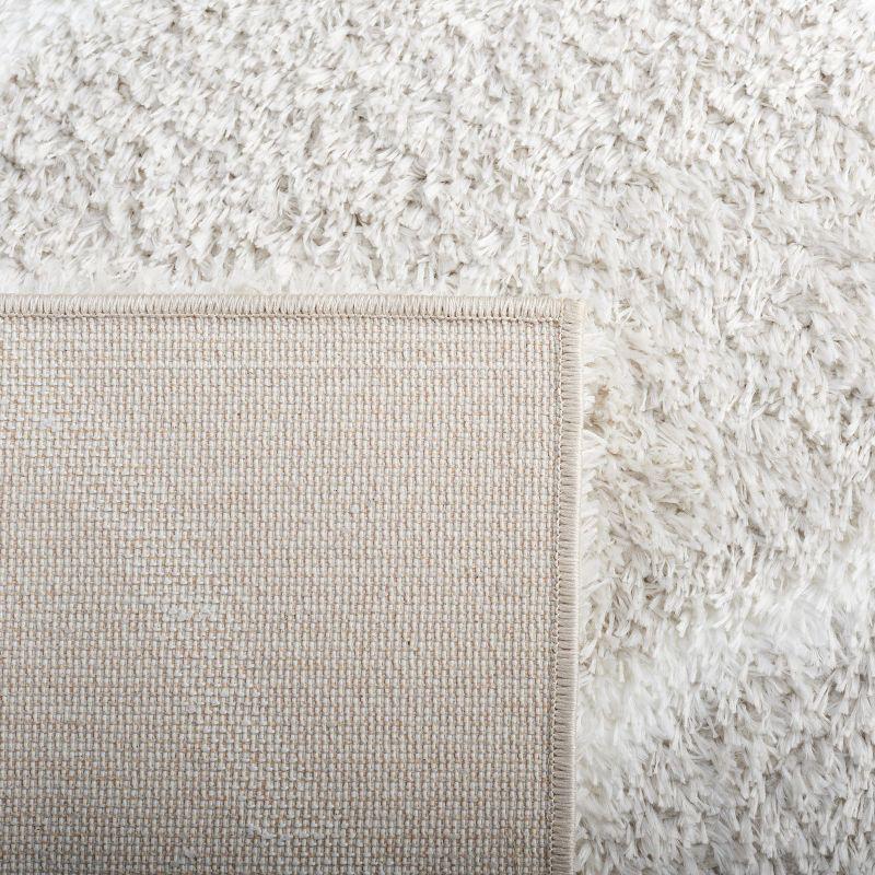 Silver and White Synthetic Shag Runner Rug