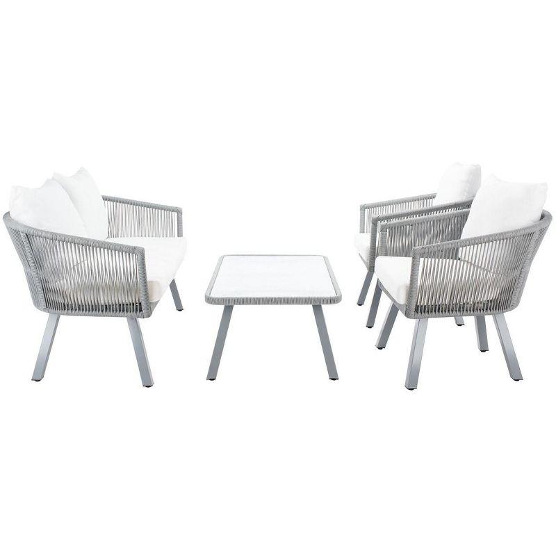 Belmi 4 Piece Rope Living Set - Indoor/Outdoor - PAT7517 - Grey/Beige - Safavieh