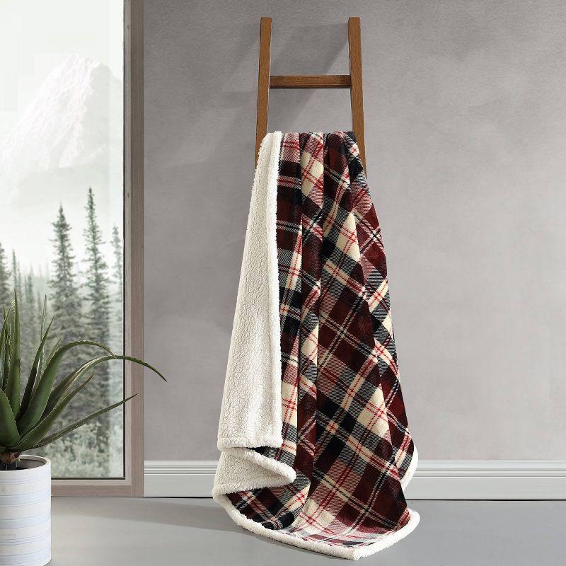 50"x60" Trailhead Plaid Reversible Throw Blanket Red - Eddie Bauer: Cozy Fleece, Machine Washable