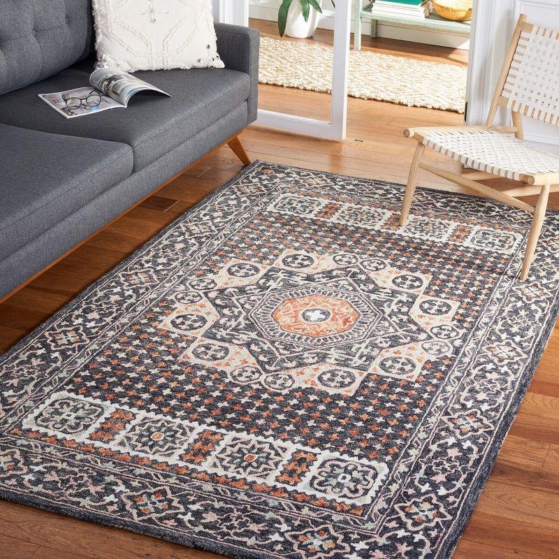 Aspen Black and Rust Wool Cotton 4' x 6' Handmade Rug