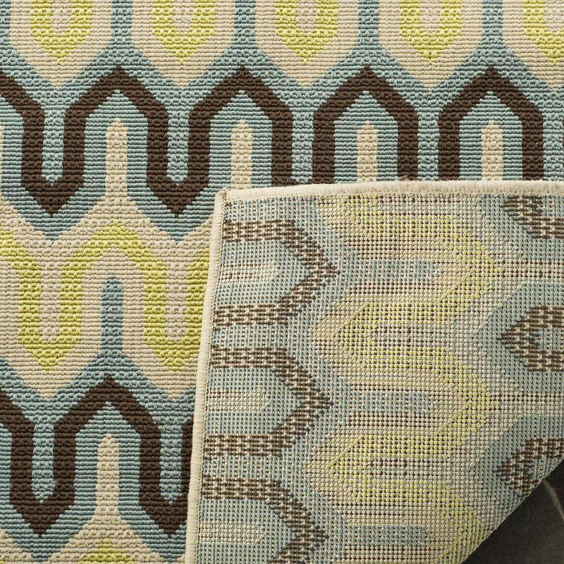 Hampton Light Blue Geometric Synthetic Outdoor Area Rug