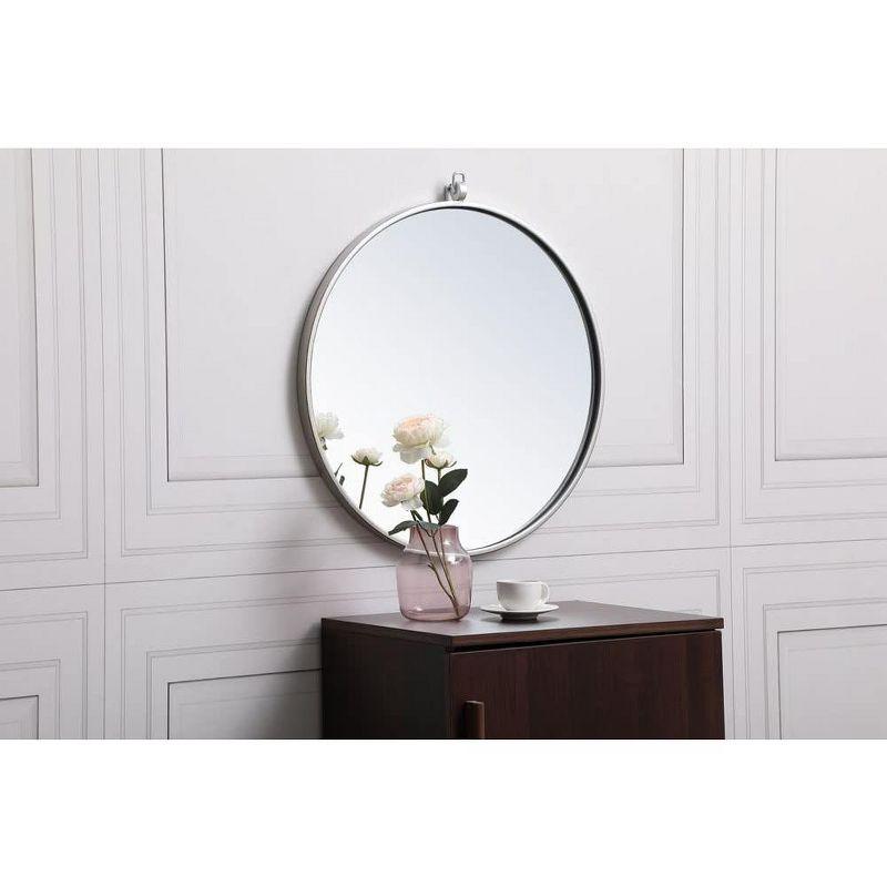 Elegant Lighting Metal frame round mirror with decorative hook 21 inch in Black