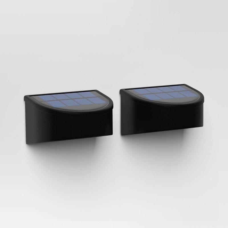2pk Insert Lens Deck Solar LED Outdoor Step Lights Matte Black - Threshold™: Weather-Resistant, Automatic Lighting, Hang/Stake Options