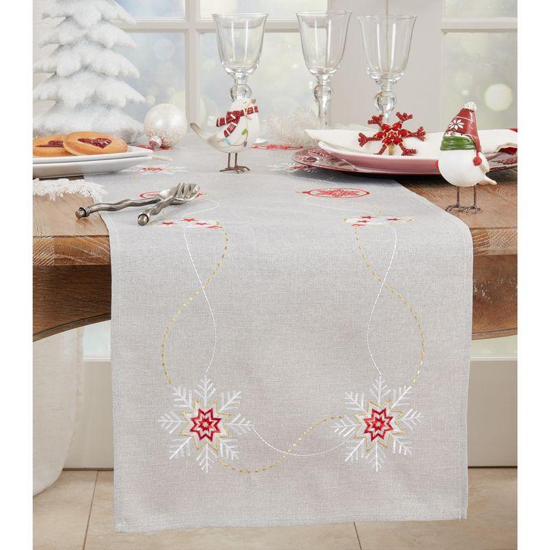 Saro Runner_Ornaments Design Embroidered Table Runner