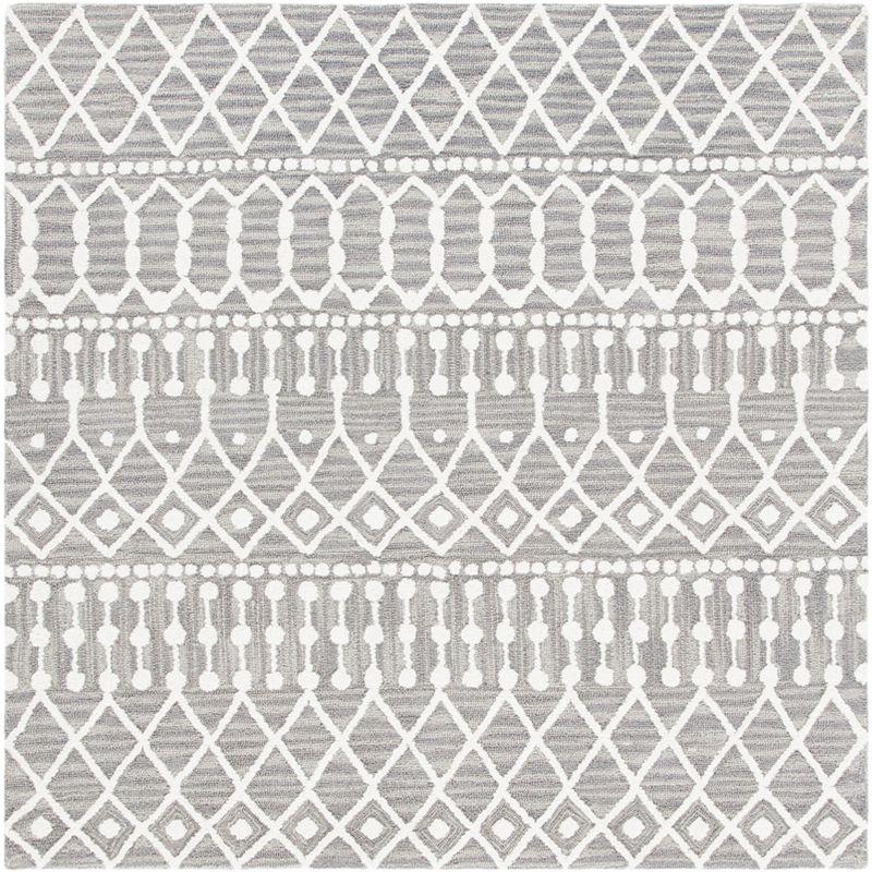 Blossom BLM115 Hand Tufted Area Rug - Grey/Ivory - 6'x6' - Safavieh.