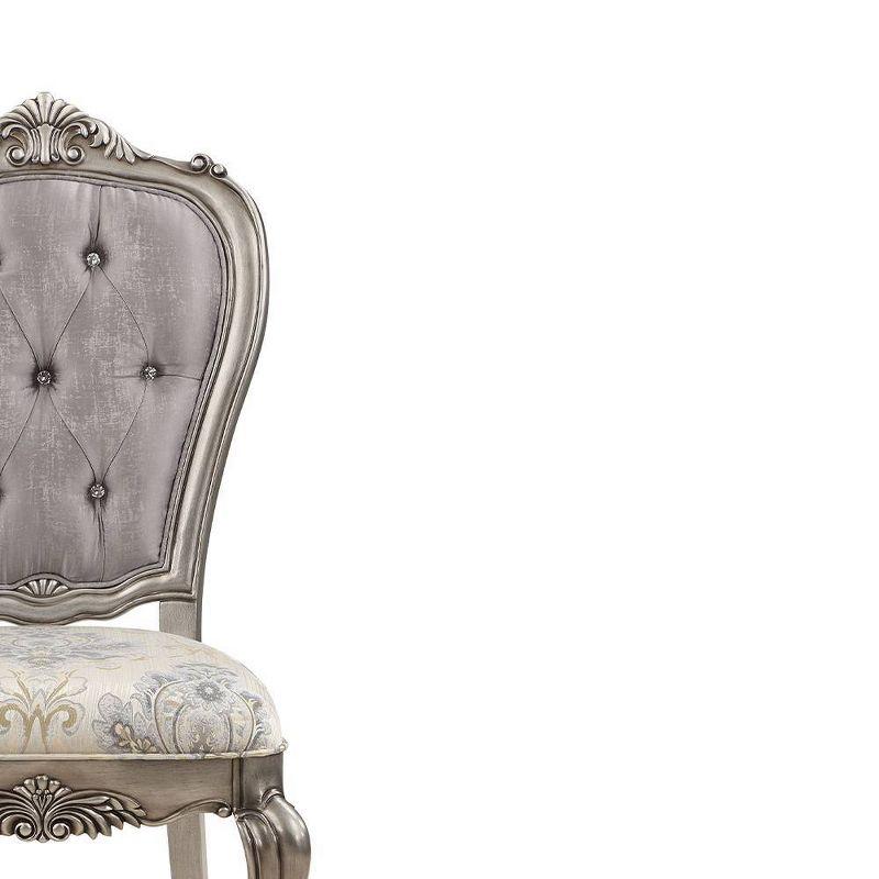 26" Ariadne Dining Chair Velvet, Antique Platinum Finish - Acme Furniture: No Assembly, Wood Frame