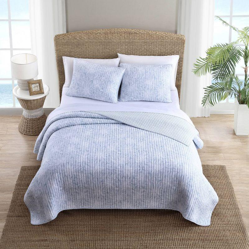 Makena Blue Cotton Reversible Full Quilt Set