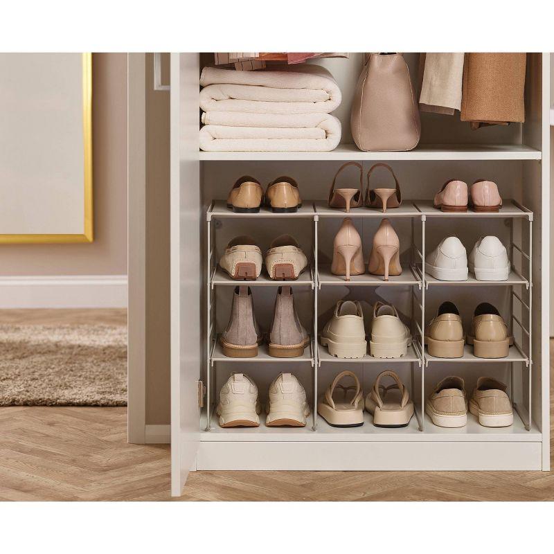 Joseph Joseph Level Plus Adjustable Shoe Rack - Stores 12 Pairs: Freestanding Carbon Steel Frame, Off-White, 29.8" Width