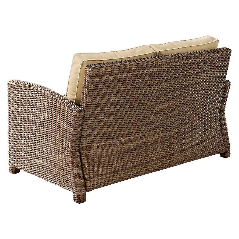 Crosley Bradenton Outdoor Wicker Loveseat with Sand Cushions: Steel Frame, UV-Resistant