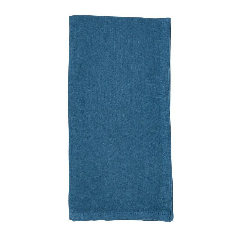 Saro Lifestyle Classic Pure 100% Linen Table Napkin (Set of 4), 20", Ocean Blue
