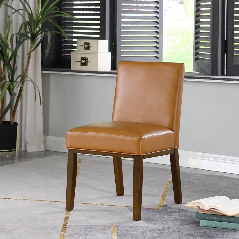 Kolbe Dining Chair Carmel Faux Leather - HomePop: Espresso Legs, PVC Upholstery, Spot Clean