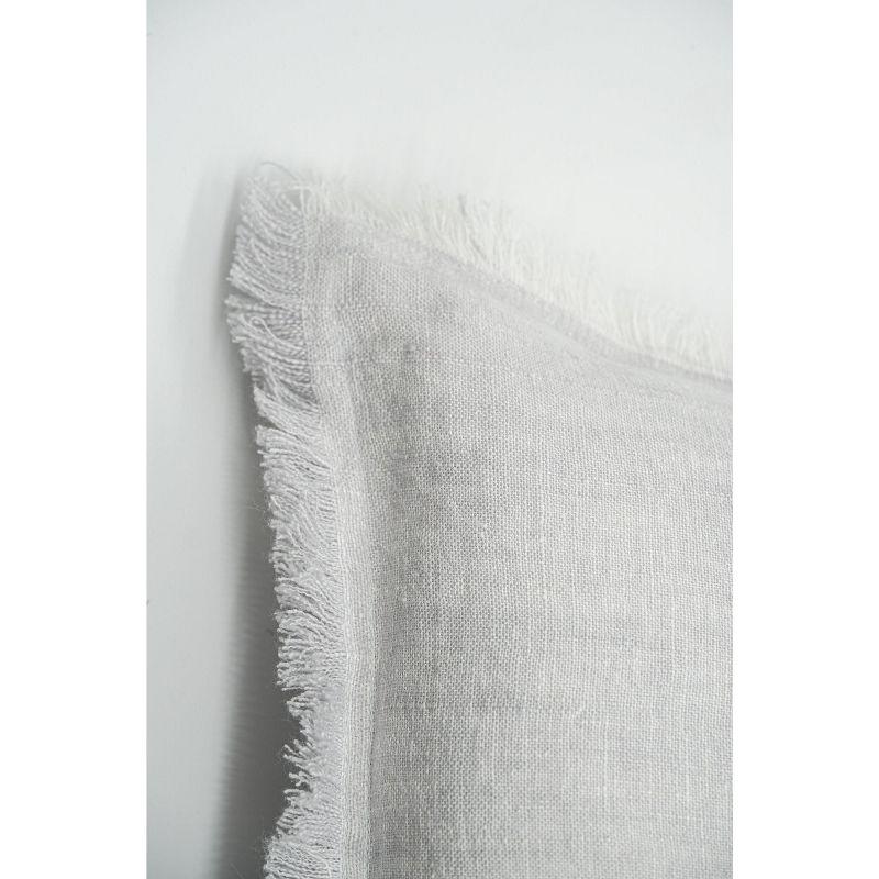 Light Grey Fringe Soft Linen Pillow