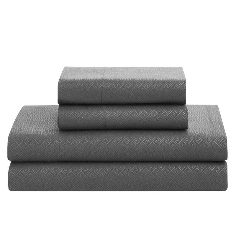 Sweet Home Collection Greek Key Embossed Bed in A Bag Comforter Set