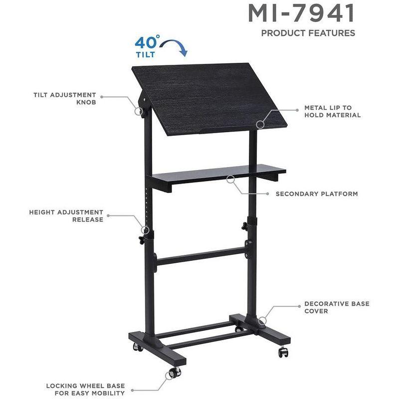 Mount-It! Height Adjustable Mobile Stand Up Desk, Portable Podium and Presentation Lectern