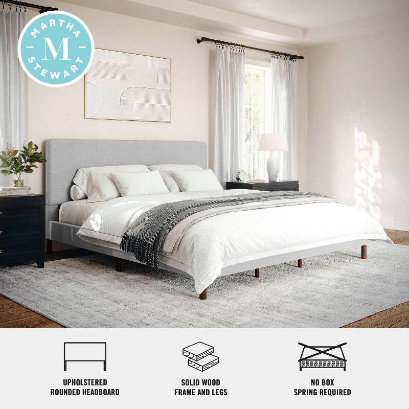 Martha Stewart Britta Upholstered Platform Bed With Piped Detail Headboard