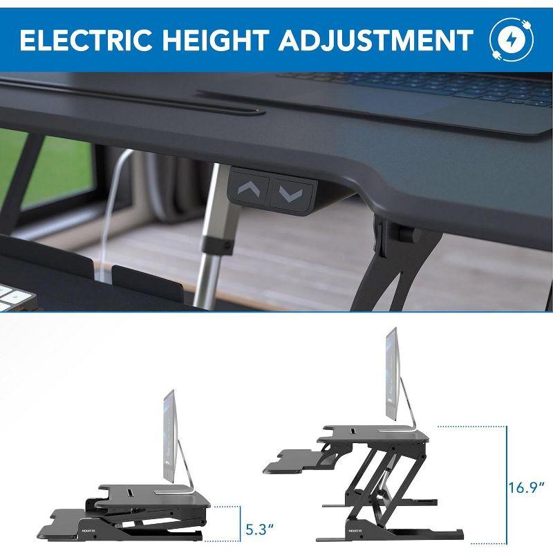 Mount-It! Electric Adjustable Stand Up Desk Converter | 38 in. Wide Tabletop Motorized Standing Desk Riser w/ Keyboard Tray Fits Monitors | Black