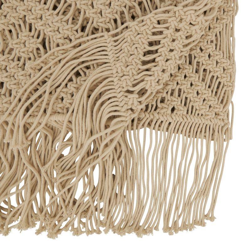 Natural Cotton Macramé Table Runner with Fringed Edges