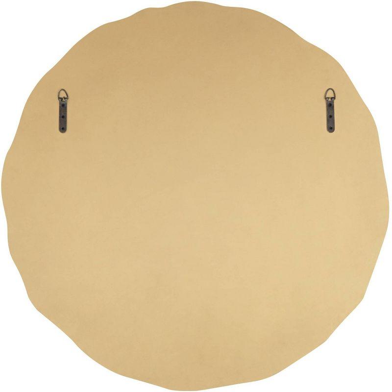 Noble Park Lissa Round Vanity Decorative Wall Mirror Modern Beveled Edge Gold Waved Wood Frame31 1/2" Wide for Bathroom Bedroom Living Room Home House