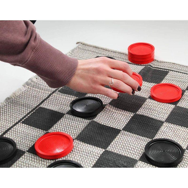 Easy-Care Jumbo Checkers Rug Game with Washable Wool Blend