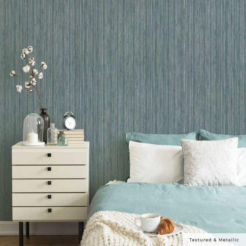 Tempaper & Co.® Faux Grasscloth Removable Peel and Stick Wallpaper, Textured Chambray, 28 sq. ft.: Vinyl, Self-Adhesive, Blue