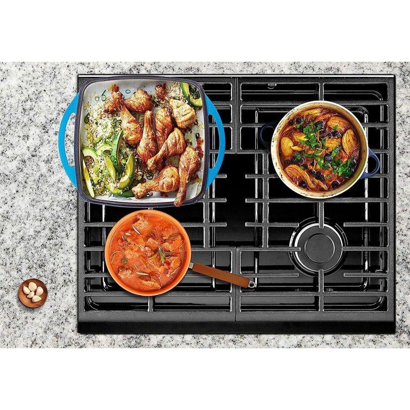 Bruntmor 2-in-1 Pre-seasoned Square Cast Iron Dutch Oven With Dual Handles, Blue