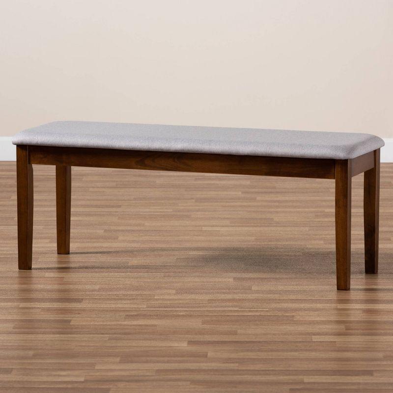 Teresa Fabric Upholstered and Wood Dining Bench Gray/Walnut - Baxton Studio