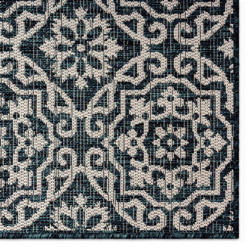 NICOLE MILLER NEW YORK Patio Country Danica Geometric Indoor/Outdoor Area Rug, Navy Blue/ Ivory