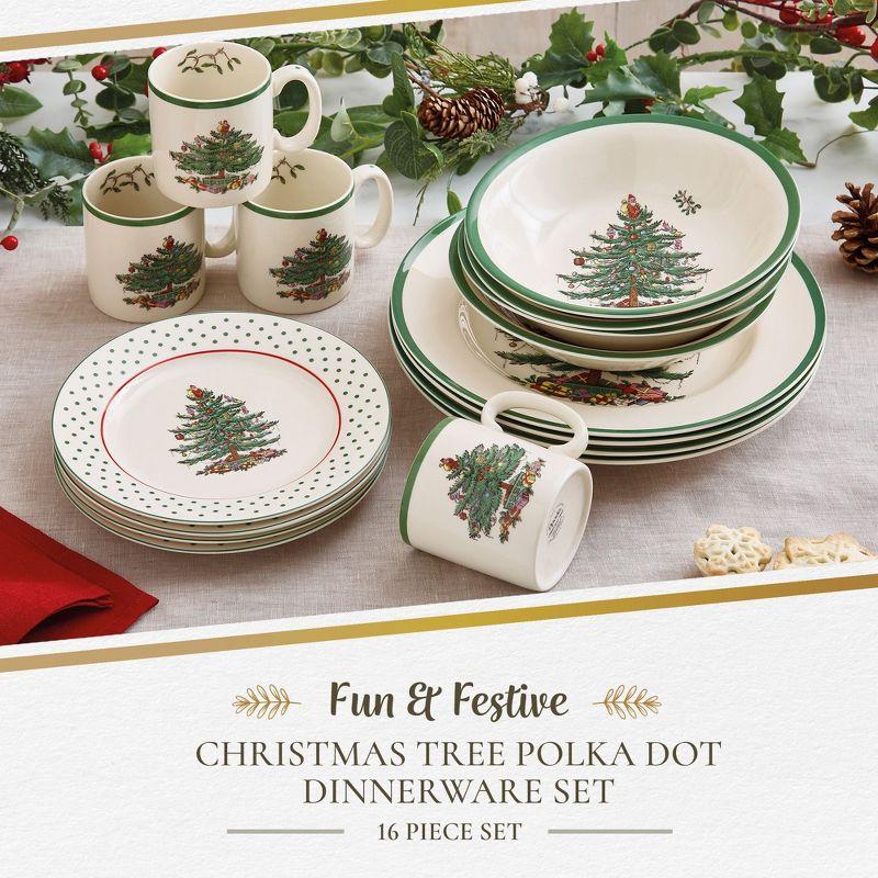 Spode Christmas Tree Polka Dot 16-Piece Dinnerware Set