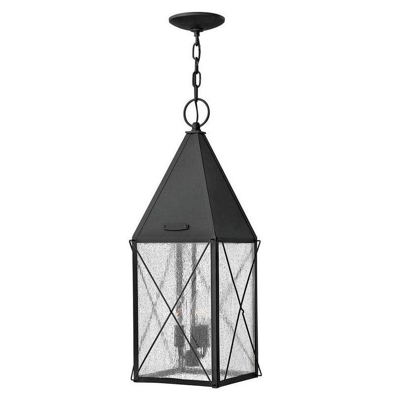 Vintage Matte Black Aluminum Outdoor Lantern with Clear Seedy Glass