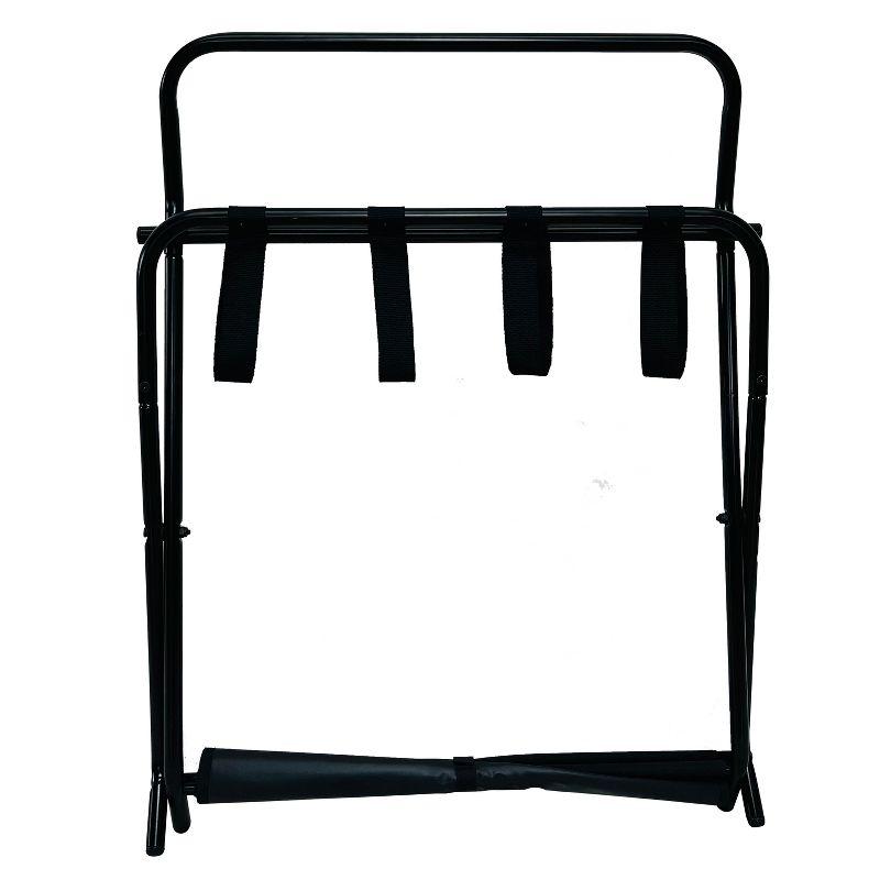 InRoom Designs Folding Luggage Rack - Suitcase Stand With Storage Shelf - Folding Luggage Rack for Guest Room and Bedroom - Sturdy Portable and Stylish Metal Suitcase Stand
