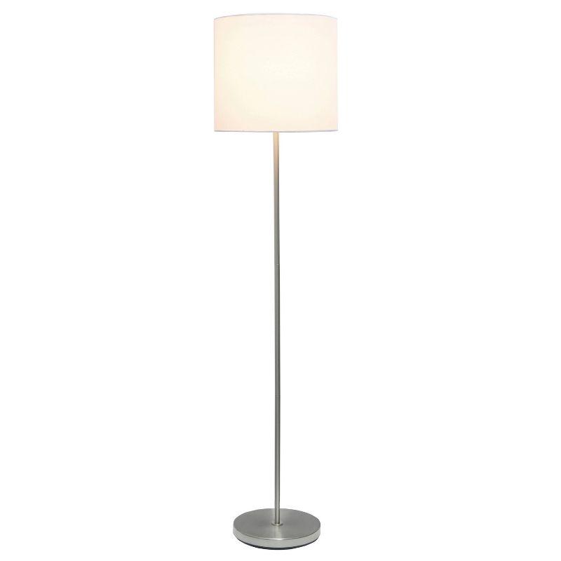 Drum Shade Floor Lamp White - Simple Designs: Brushed Nickel, Modern Style, ETL Listed