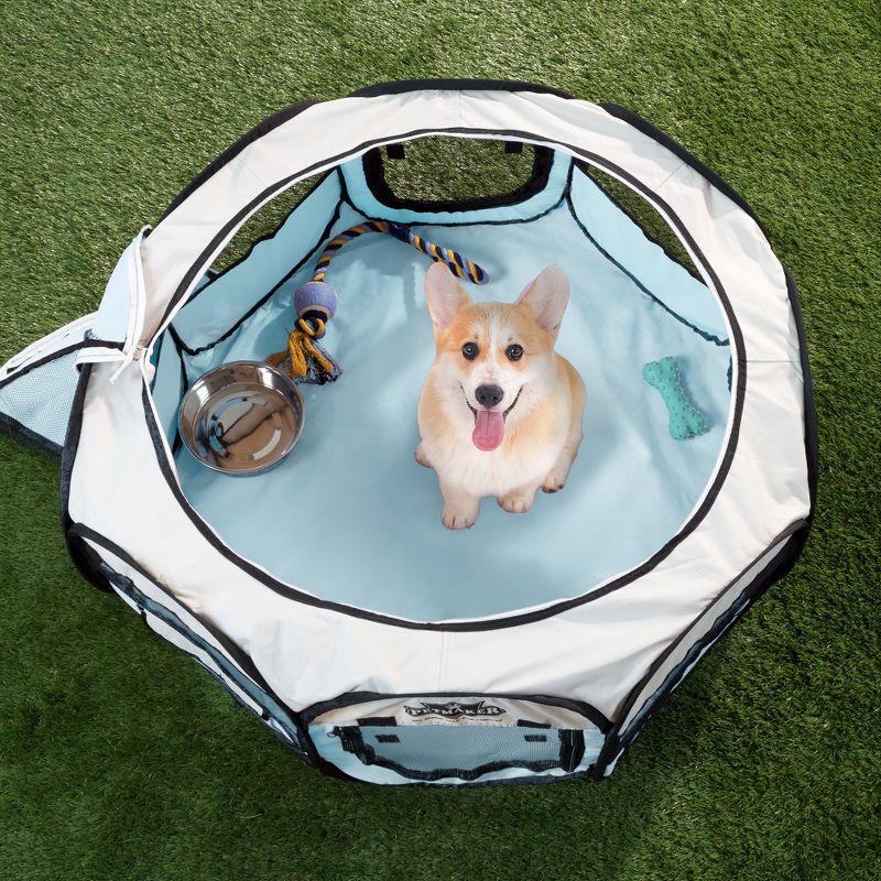 Blue Portable Pop-Up Pet Playpen with Mesh Windows