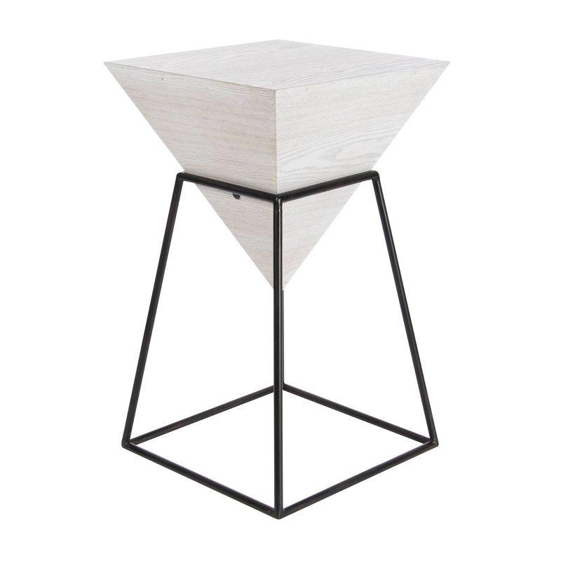 Geometric Accent Table White - Olivia & May: Modern Triangle Side Table, Metal Frame, Wood Top