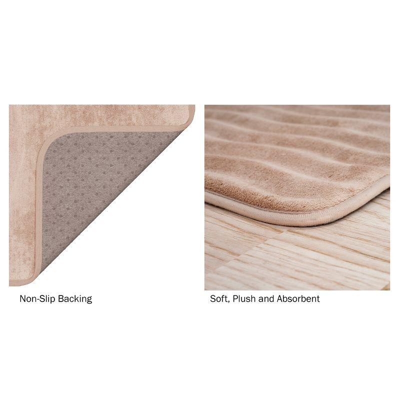 Hastings Home Memory Foam Bathroom Mats With Microfiber Top and Nonslip Absorbent Runner - Set of 2, Taupe