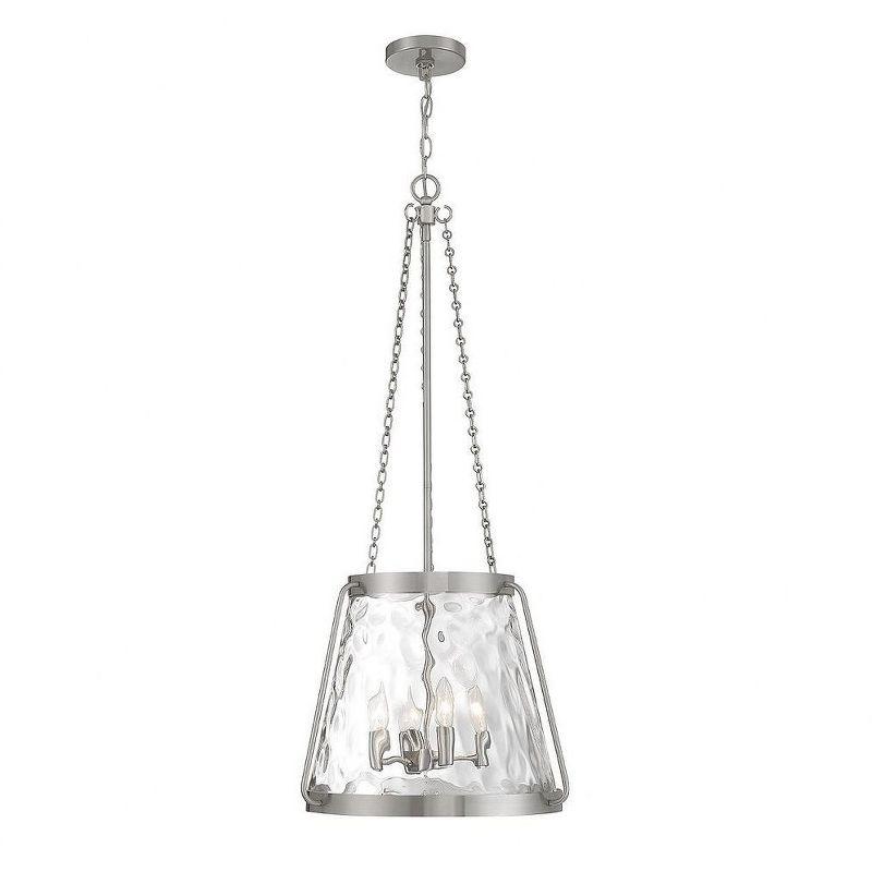 Crawford Satin Nickel 4-Light Pendant with Clear Glass Shade