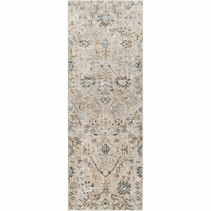 Claydon Taupe and Beige Synthetic Runner Rug 2'7" x 7'3"