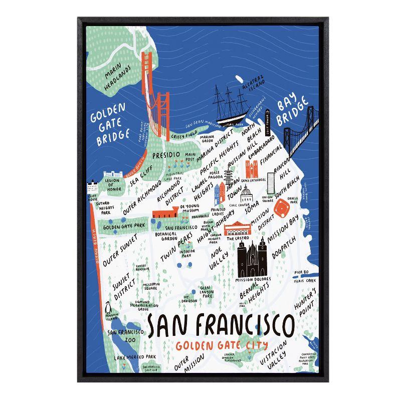 San Francisco Golden Gate City Framed Canvas Print for Kids