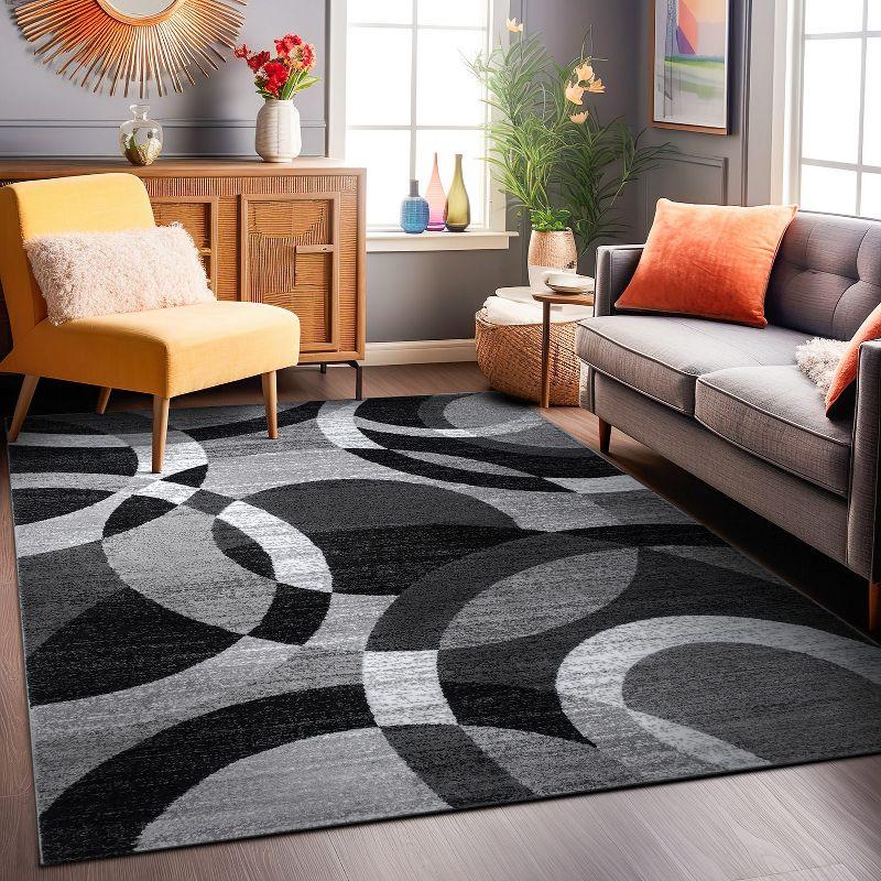 World Rug Gallery Geometric Circles Gray 7'10" x 10'2" Indoor Area Rug